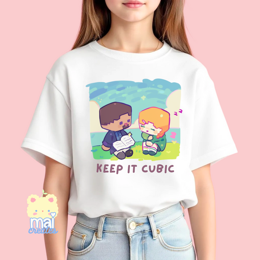 Kawaii Steve & Alex “Keep it Cubic” | Unisex Youth Tshirt | 100% Cotton | Gamer Gift